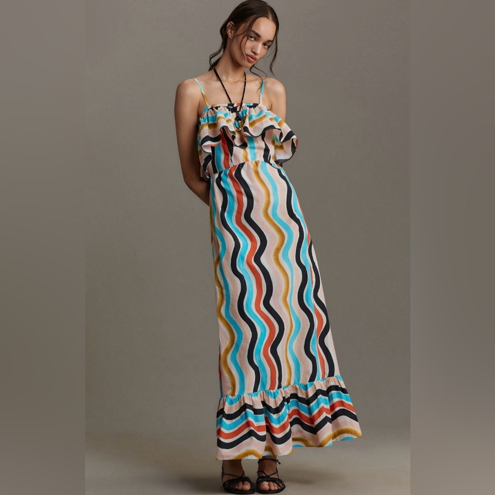 FARM Rio Multicolor Striped Maxi Dress